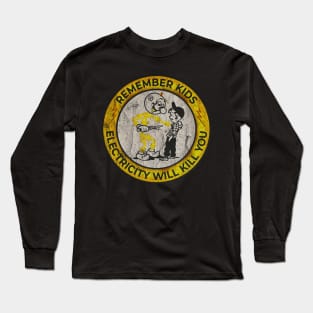 VINTAGE -  Retro - Yellow Electricity Will Kill You Kids Long Sleeve T-Shirt